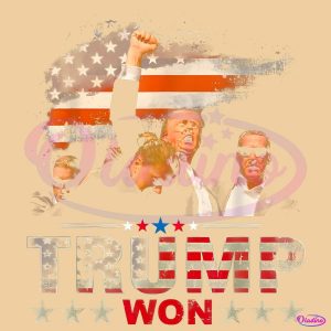 Vintage Trump Won 47Th President 2024 American Flag PNG