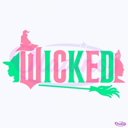 Vintage Witched Pink And Green Wizard Of Oz Movie SVG