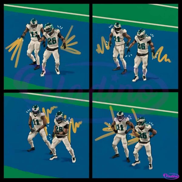 AJ Brown And Saquon Barkley Celebration Dance PNG