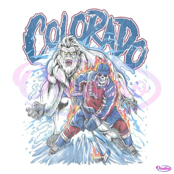 Colorado Avalanche Yeti Skeleton Hockey Player PNG