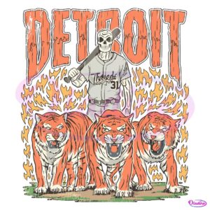 Detroit Tiger Skeleton Baseball Players PNG