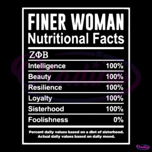 Finer Woman Nutritional Facts Zeta Phi Beta SVG