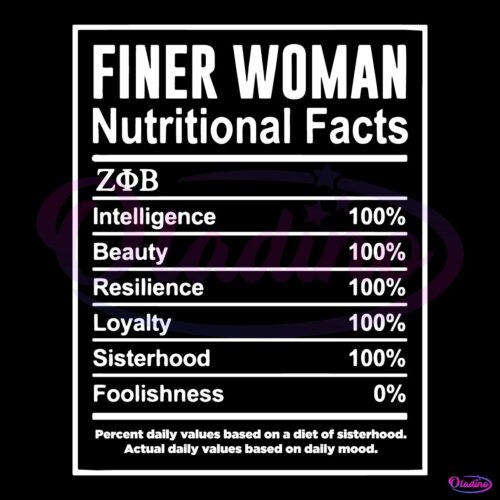 Finer Woman Nutritional Facts Zeta Phi Beta SVG