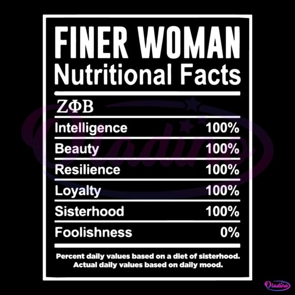 Finer Woman Nutritional Facts Zeta Phi Beta SVG