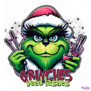 Grinches Need Lashes Christmas Grinch Makeup Artist PNG