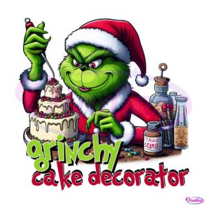 Grinchy Cake Decorator Grinch Christmas Baker SVG