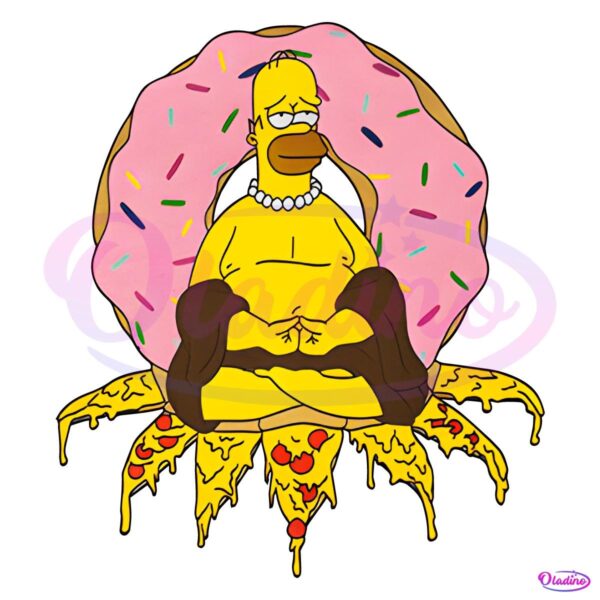 Homer Simpson Doughnut And Pizza Buddha PNG