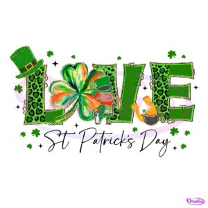 Love St Patricks Day Leopard Shamrock PNG