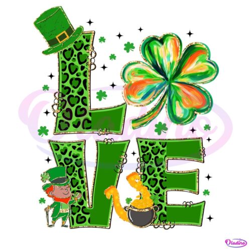 Love St Patricks Day Shamrock PNG