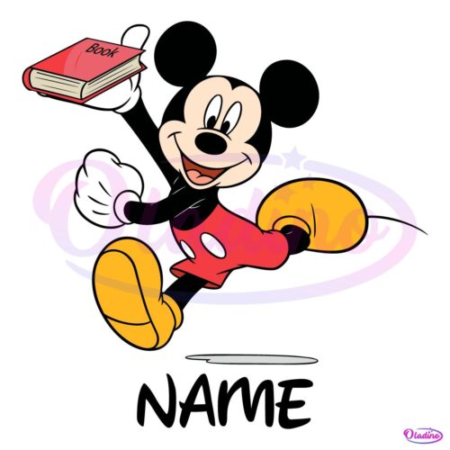 Mickey Teacher Holding Book Custom Name SVG