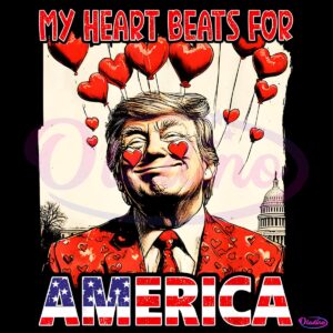 My Heart Beats For America Trump Valentines Day PNG