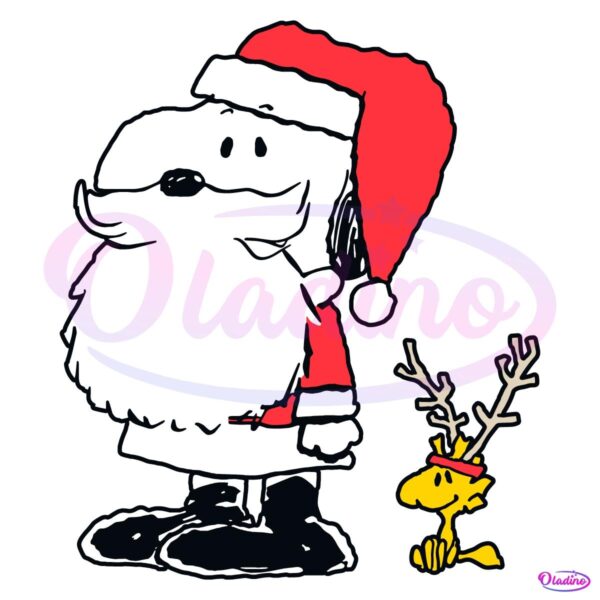 Peanuts Christmas Snoopy Woodstock Antlers Santa SVG