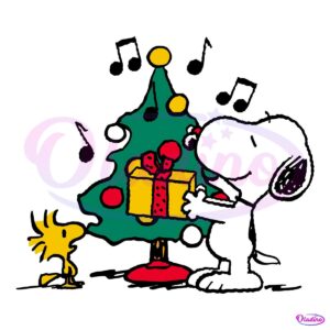 Peanuts Snoopy Woodstock Merry Christmas Tree SVG