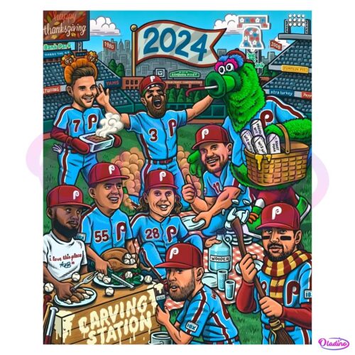 Philadelphia Phillies Baseball Happy Thanksgiving 2024 PNG