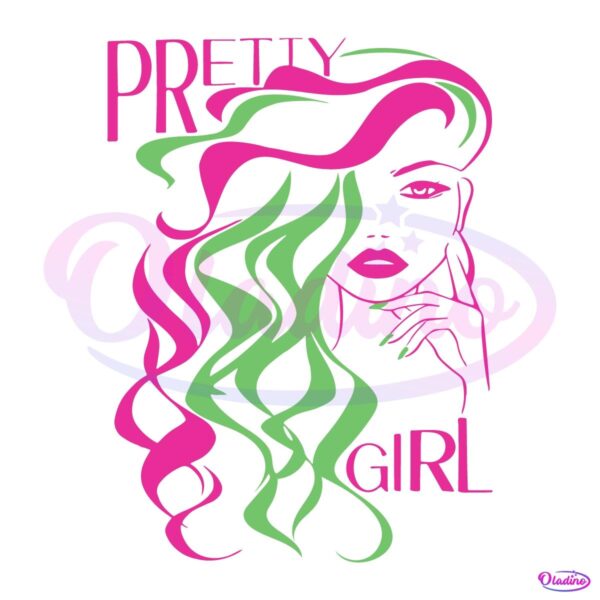 Pink And Green Pretty Girl Alpha Kappa Alpha Sorority SVG