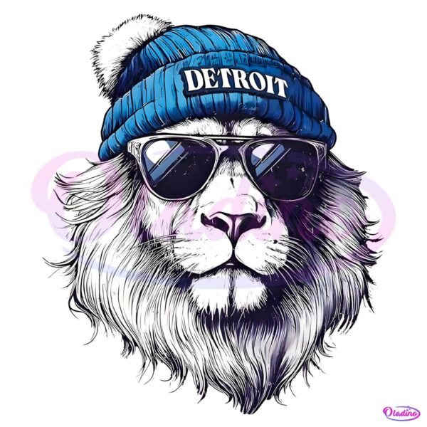 Retro Detroit Lion Football Big Face Logo Mascot PNG