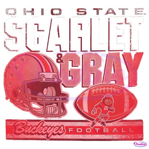 Retro Ohio State Buckeyes Football Scarlet And Gray SVG