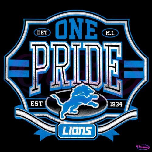 Retro One Pride Detroit Lions Est 1934 Logo PNG