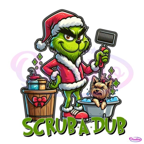 Scrub A Dub Christmas Grinch Pet Sitter PNG