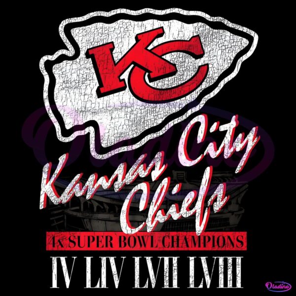 Vintage Kansas City Chiefs 4X Super Bowl Champions PNG