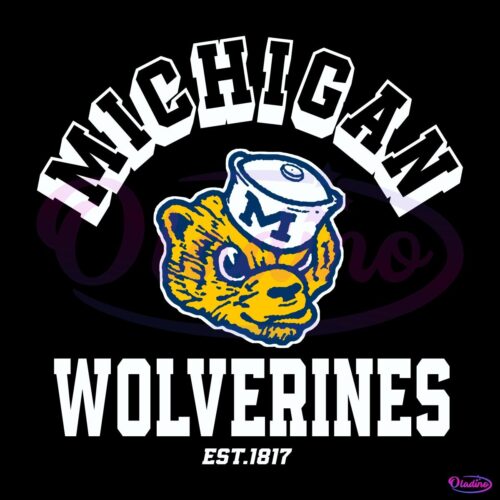 Vintage Michigan Wolverines Logo Mascot Est 1817 SVG