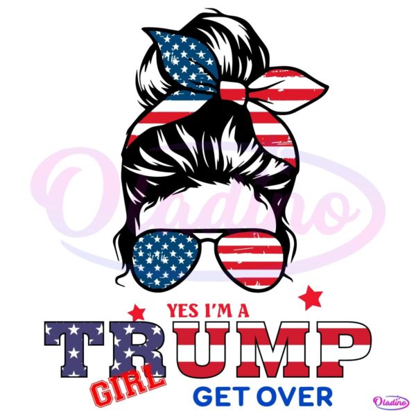 Vintage Trump Girl Get Over American Flag SVG