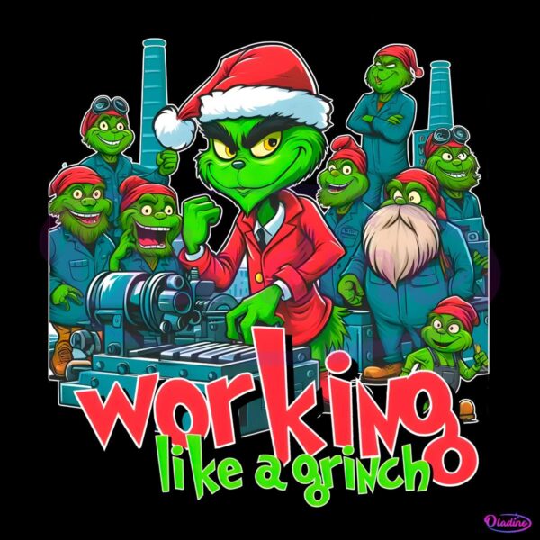 Working Like A Grinch Christmas Mechanic PNG