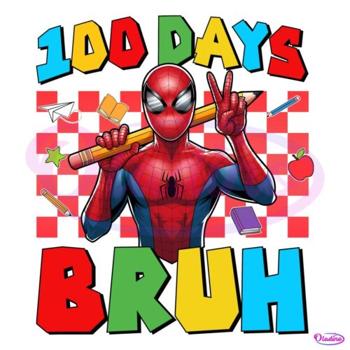 100 Days Bruh Super Hero Teacher PNG