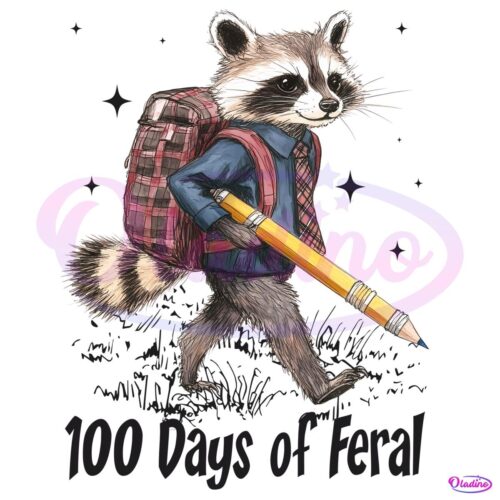 100 Days Of Feral Funny Racoon PNG