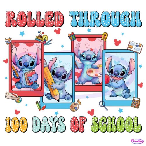 Blue Alien Cartoon Rolled Through 100 Days Of School PNG