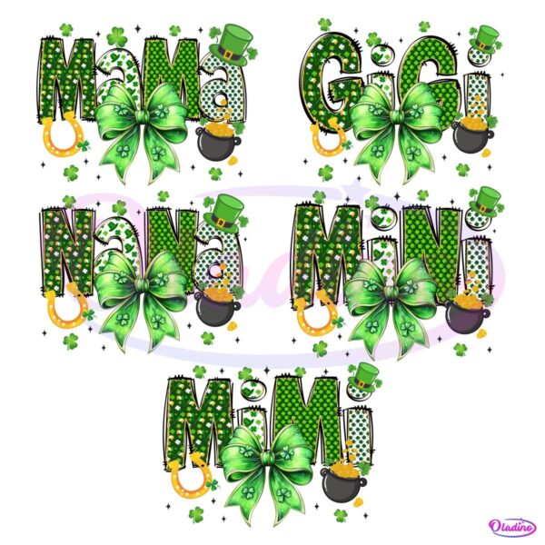 Bundle St. Patrick's Day Lucky Mom Coquette Bow PNG