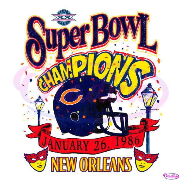 Chicago Bears Super Bowl Champions New Orleans 1986 PNG