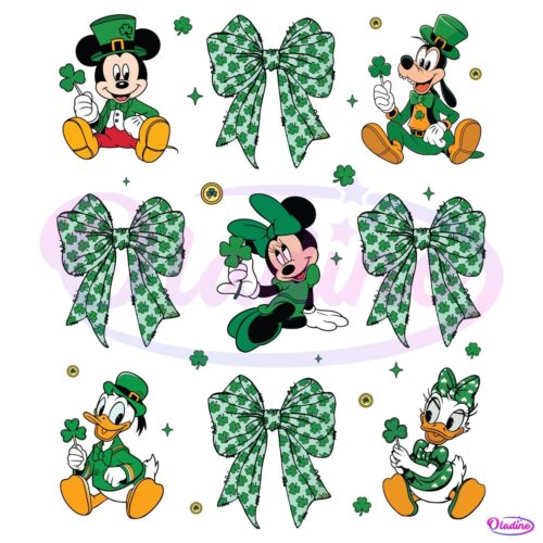 Coquette Bow Clover Mouse And Friend St Patricks Day Png