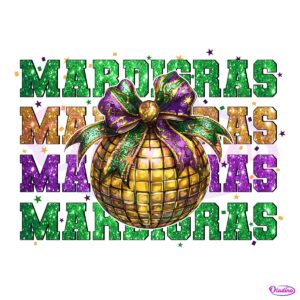 Coquette Mardi Gras Disco Ball PNG