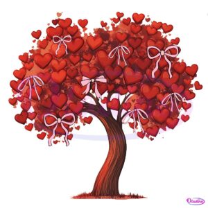 Coquette Valentine Heart Red Tree PNG