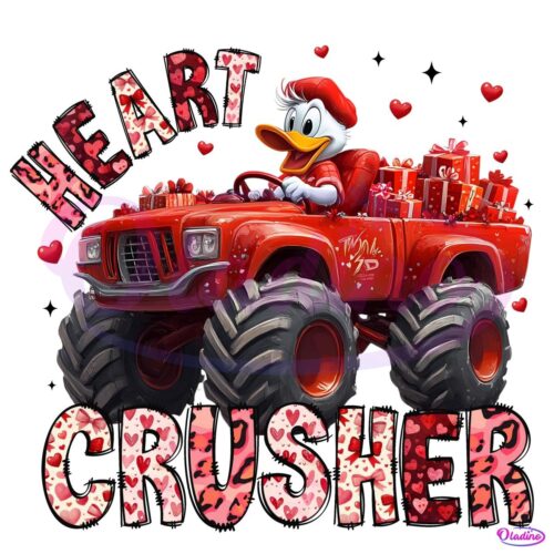 Doanld Duck Valentine Heart Crusher Tractor PNG