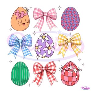 Easter Eggs And Cute Bows For A Warm Easter Day PNG