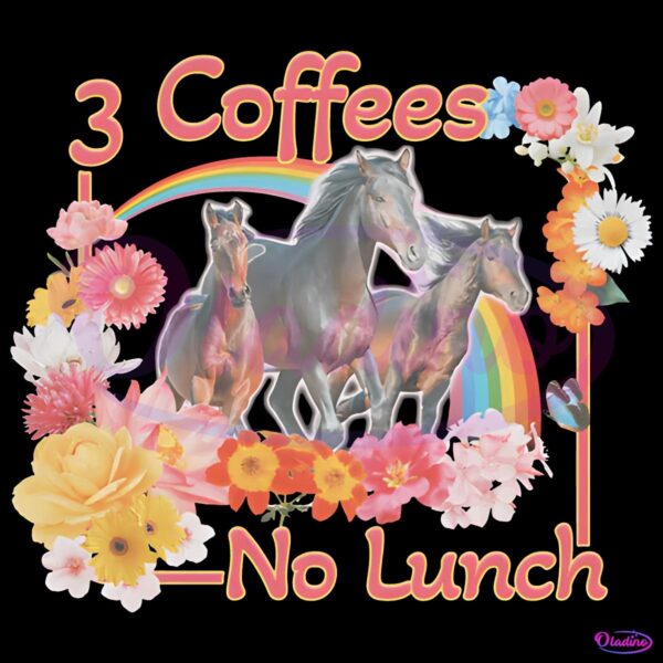 Floral 3 Coffees No Lunch PNG