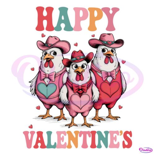 Funny Chickens Happy Valentines PNG