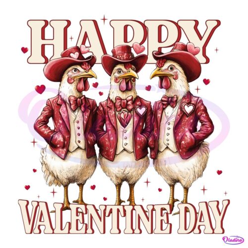 Funny Happy Valentine Howdy Chicken PNG