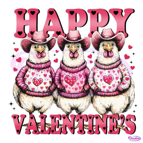 Funny Happy Valentine Pink Chickens PNG