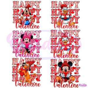 Glitter Happy Valentine Mickey Friends Bundle PNG