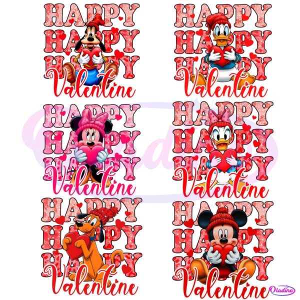 Glitter Happy Valentine Mickey Friends Bundle PNG