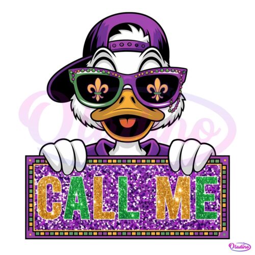 Glitter Mardi Gras Duck Call Me PNG