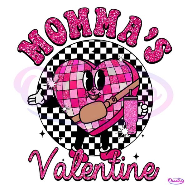 Glitter Mommas Valentine Checkered Candy Heart PNG