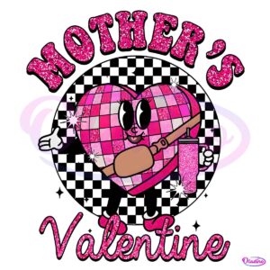 Glitter Mothers Valentine Checkered Candy Heart PNG