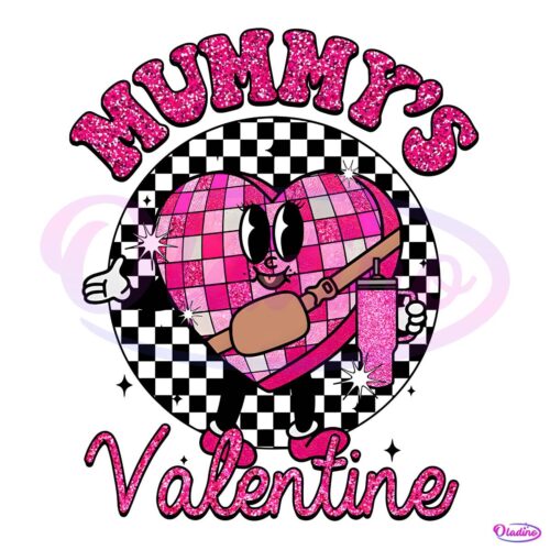 Glitter Mummys Valentine Checkered Candy Heart PNG