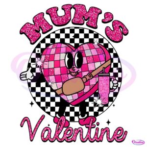 Glitter Mums Valentine Checkered Candy Heart PNG