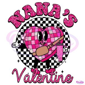 Glitter Nanas Valentine Checkered Candy Heart PNG