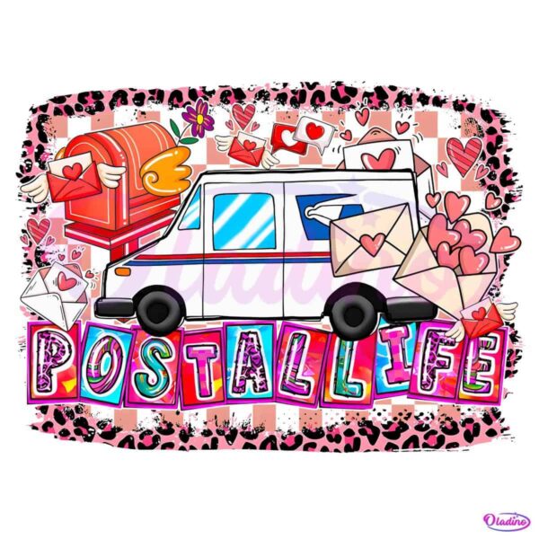 Glitter Postallife Truck Valentine Postman Leopard Pattern PNG